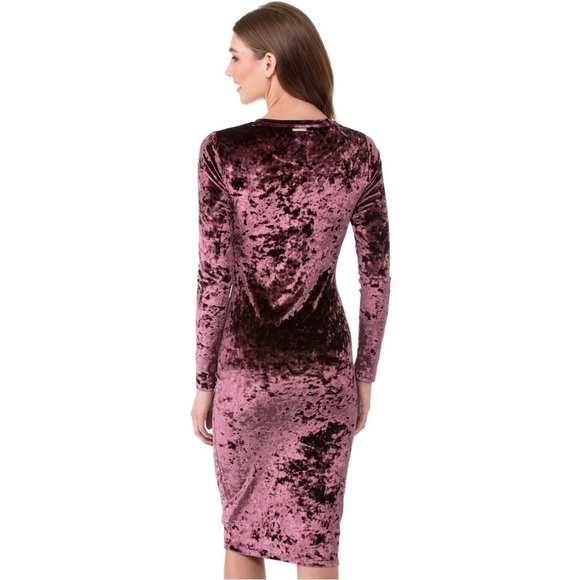 Michael Kors Cordovan Panne Stretch Crushed Velvet Bodycon Midi Dress, Size M - Picture 8 of 9